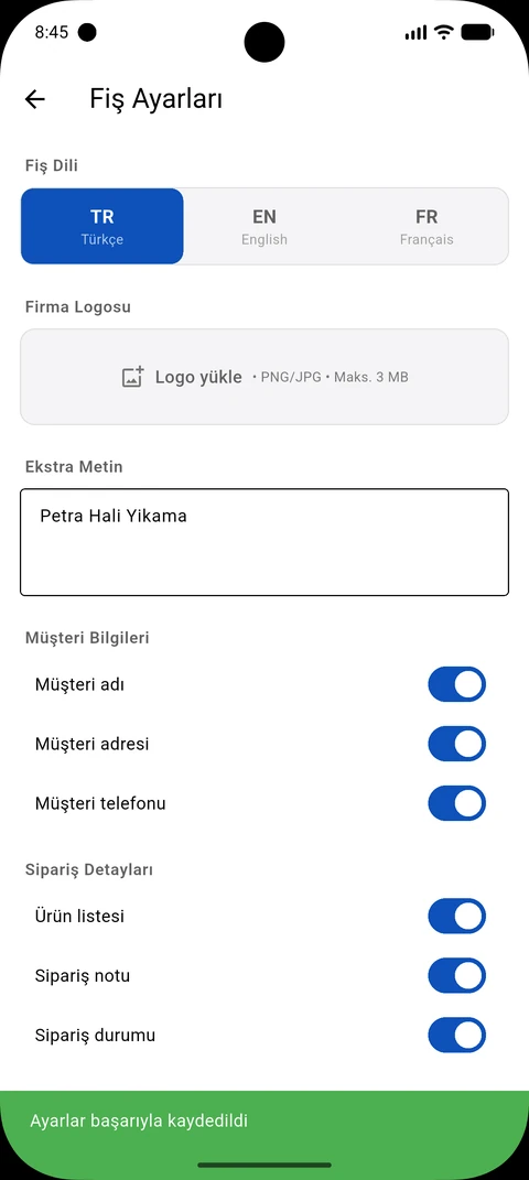 PetraPOS gerçek uygulama ekranı; kişisel alanlar gizlenmiştir